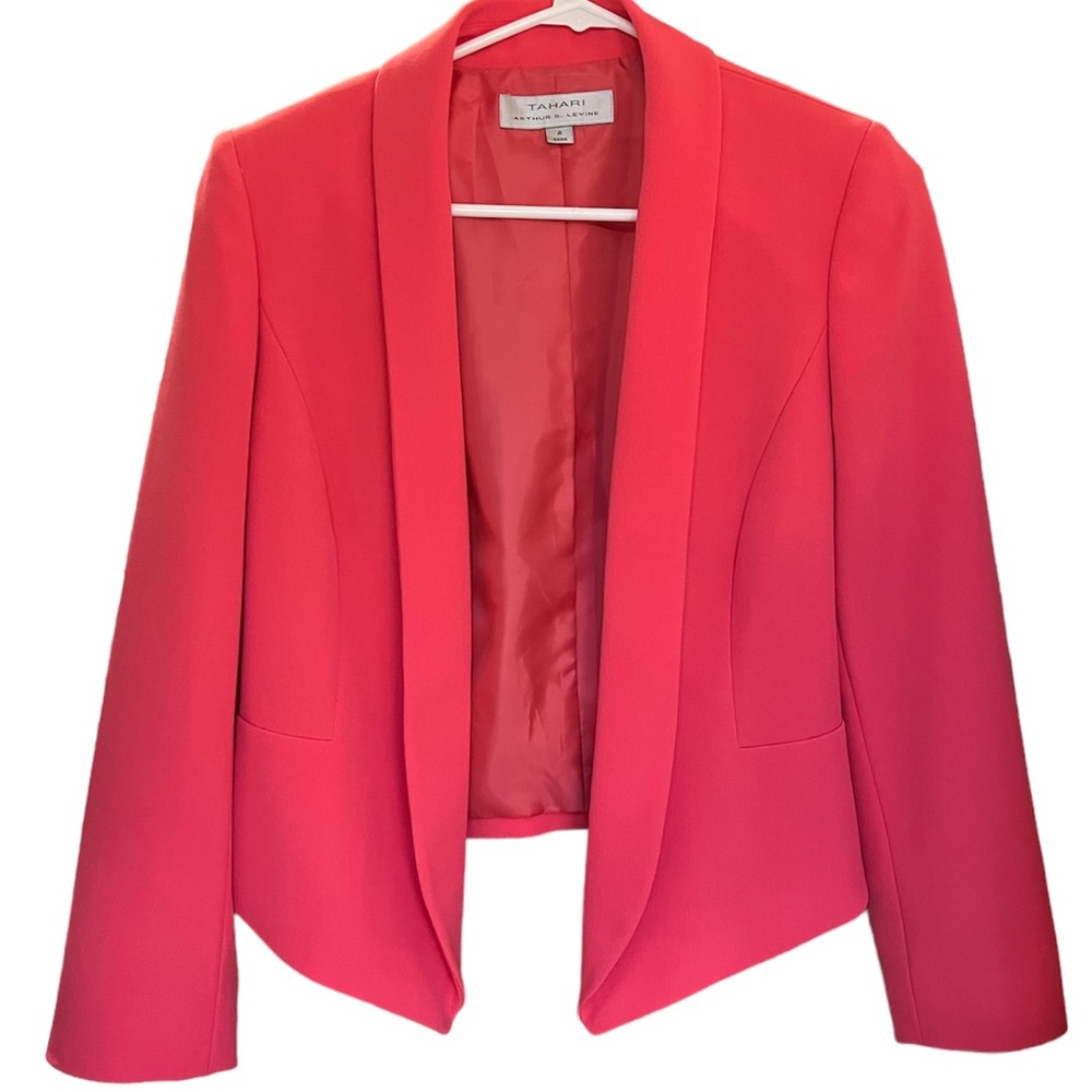 Tahari Arthur S Levine Coral Pink Blazer Jacket Size 4